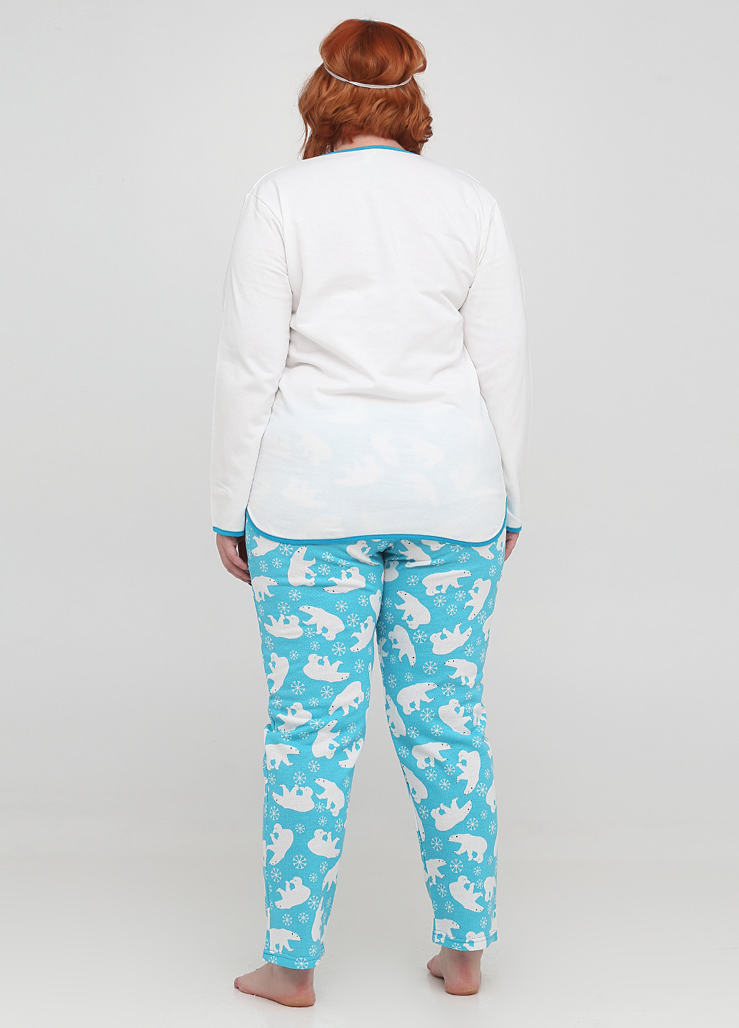 Бірюзова всесезон піжама (лонгслів, штани, маска для сну) лонгслив + брюки Трикомир
