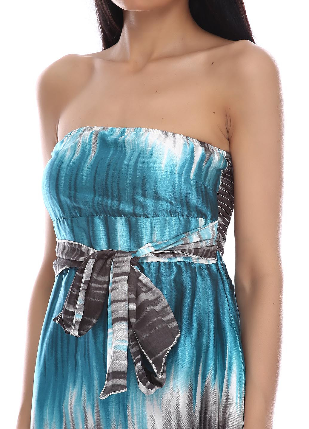 Бирюзовое кэжуал платье а-силуэт Dept с рисунком