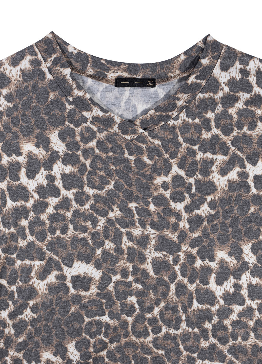 Сіро-коричнева кежуал сукня сукня-футболка, а-силует SHEIN леопардовий