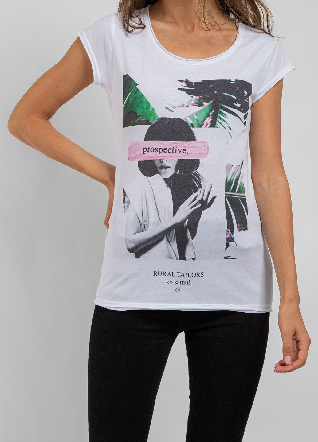 Біла футболка з принтом Ko Samui - (250382458)