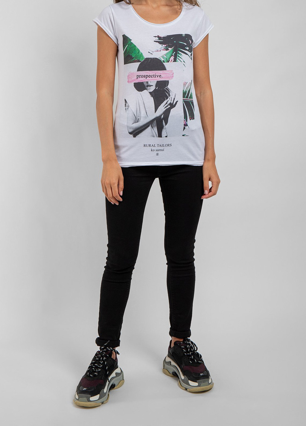 Біла футболка з принтом Ko Samui - (250382458)