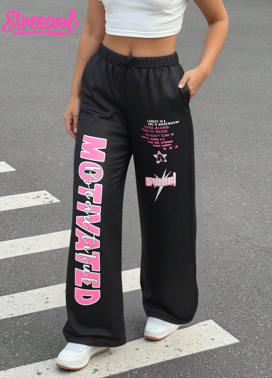 Черные спортивные, кэжуал демисезонные брюки SHEIN