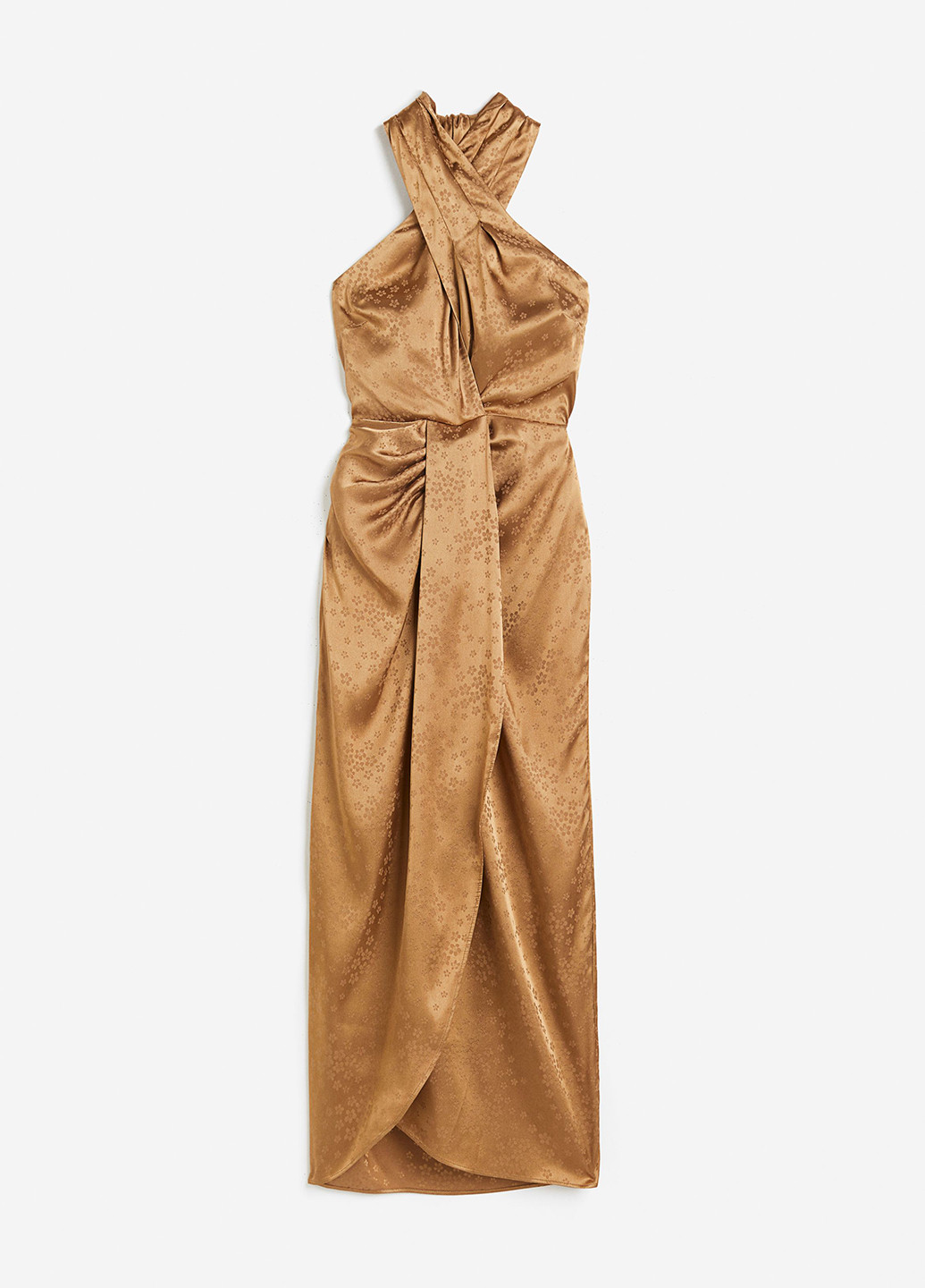 Темно-бежевое кэжуал, вечернее платье на запах H&M с цветочным принтом