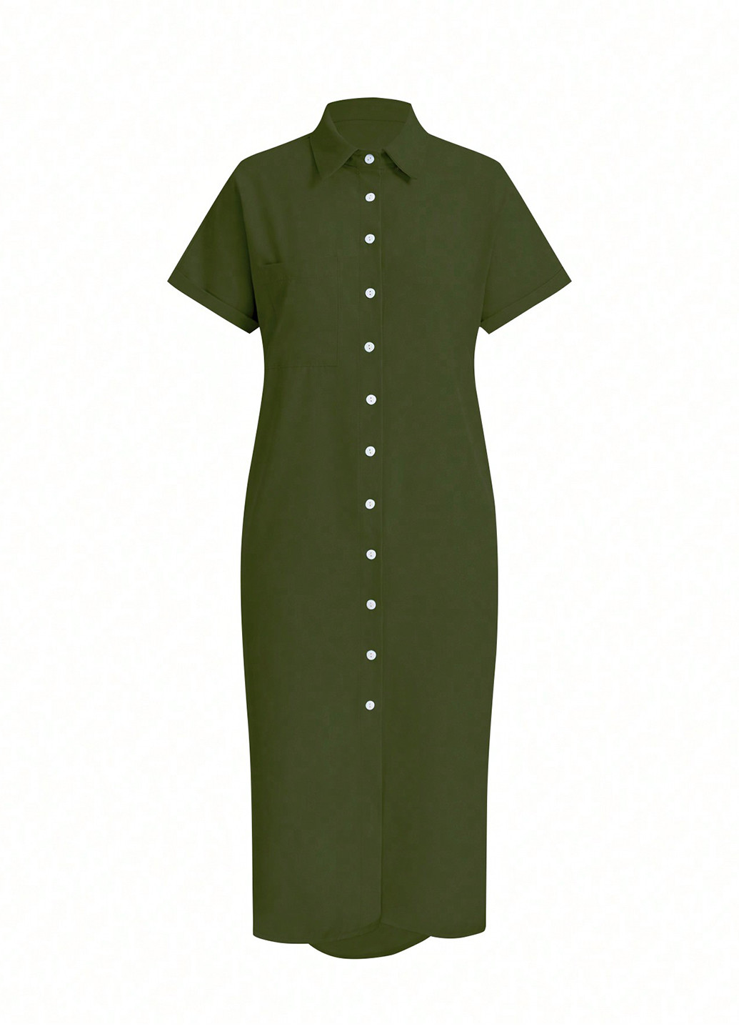 Темно-зеленое кэжуал платье рубашка SHEIN однотонное