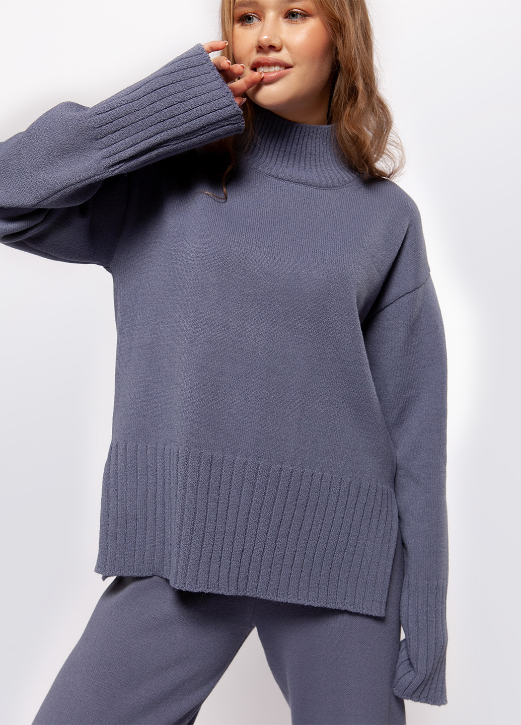 Сіро-синій зимовий светр Sewel