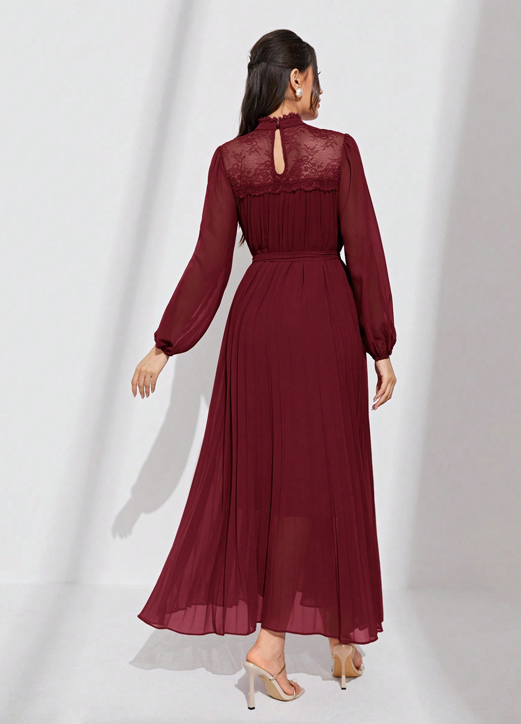 Бордова вечірня сукня кльош SHEIN однотонна