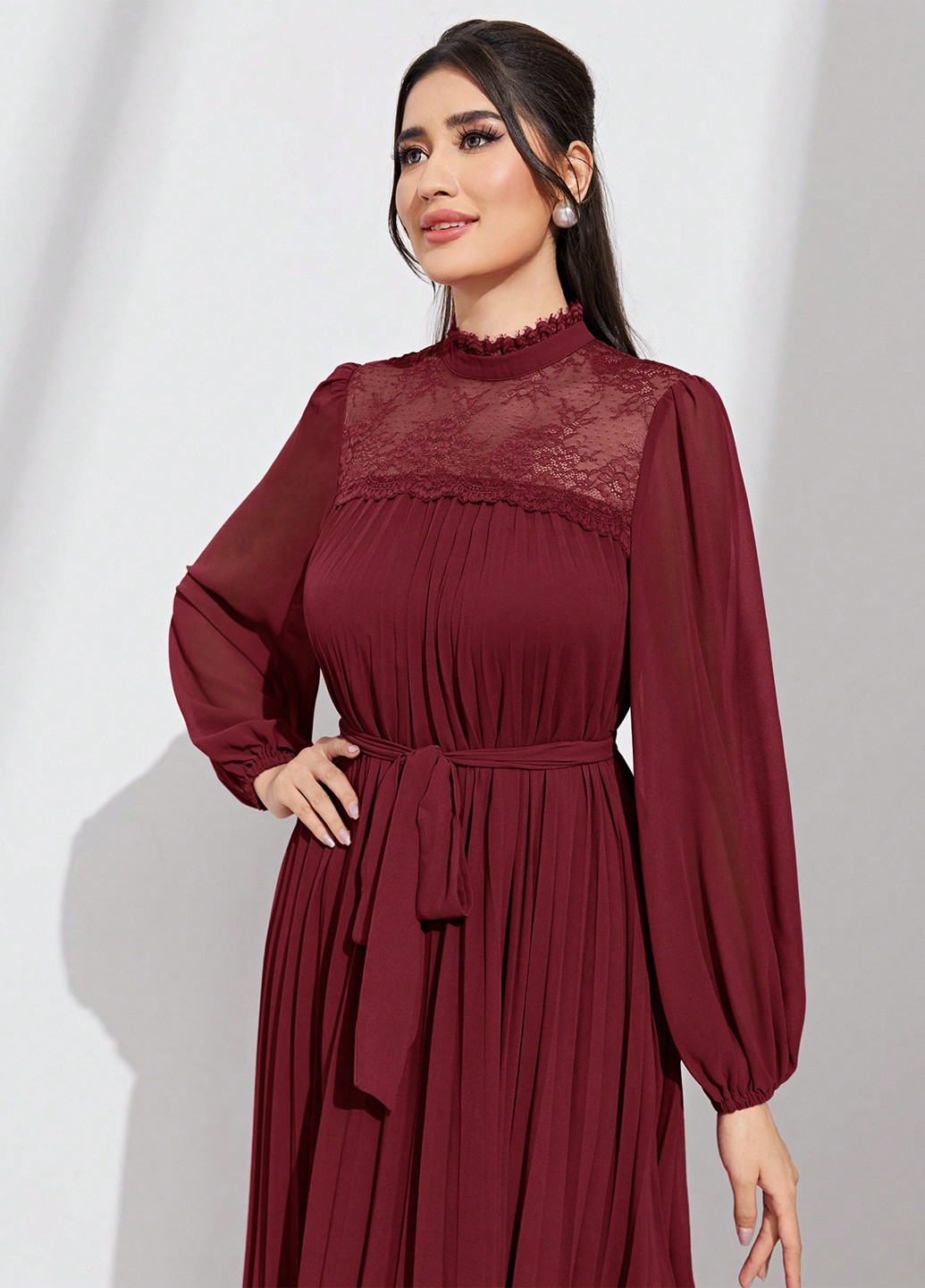 Бордова вечірня сукня кльош SHEIN однотонна