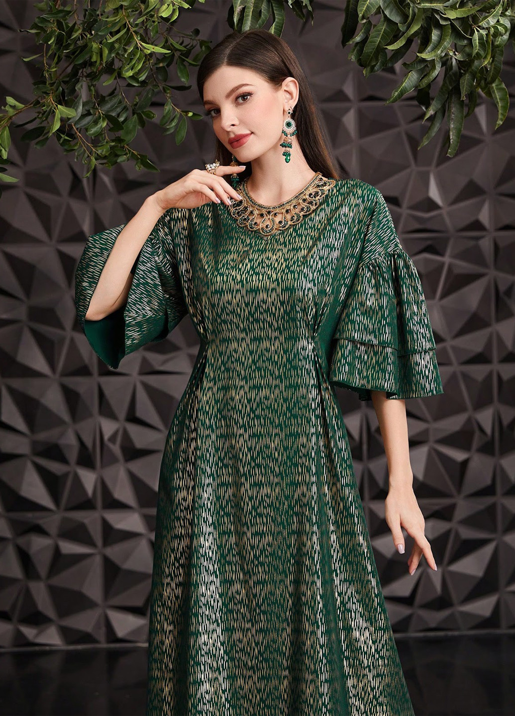 Темно-зелена кежуал сукня а-силует SHEIN з абстрактним візерунком