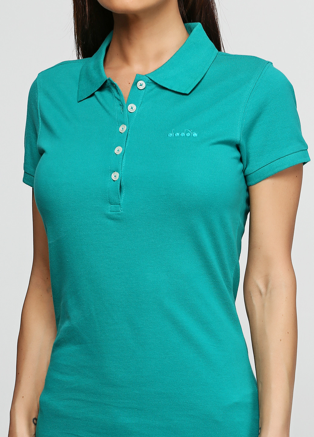 Зеленая женская футболка-поло Diadora однотонная