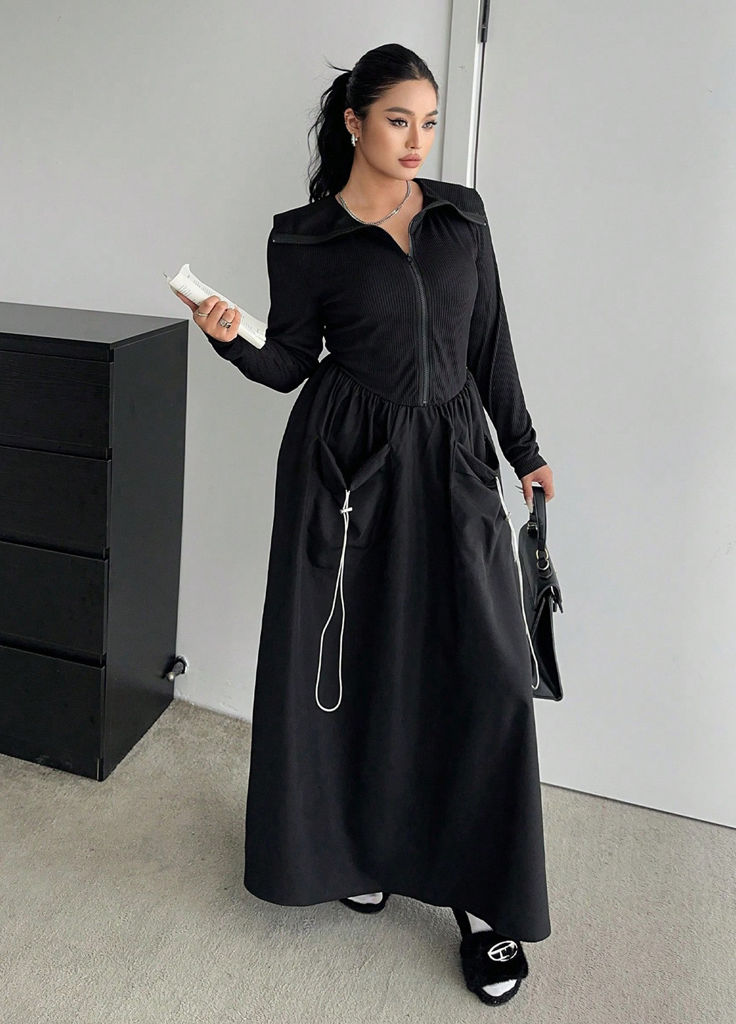 Чорна кежуал сукня SHEIN однотонна