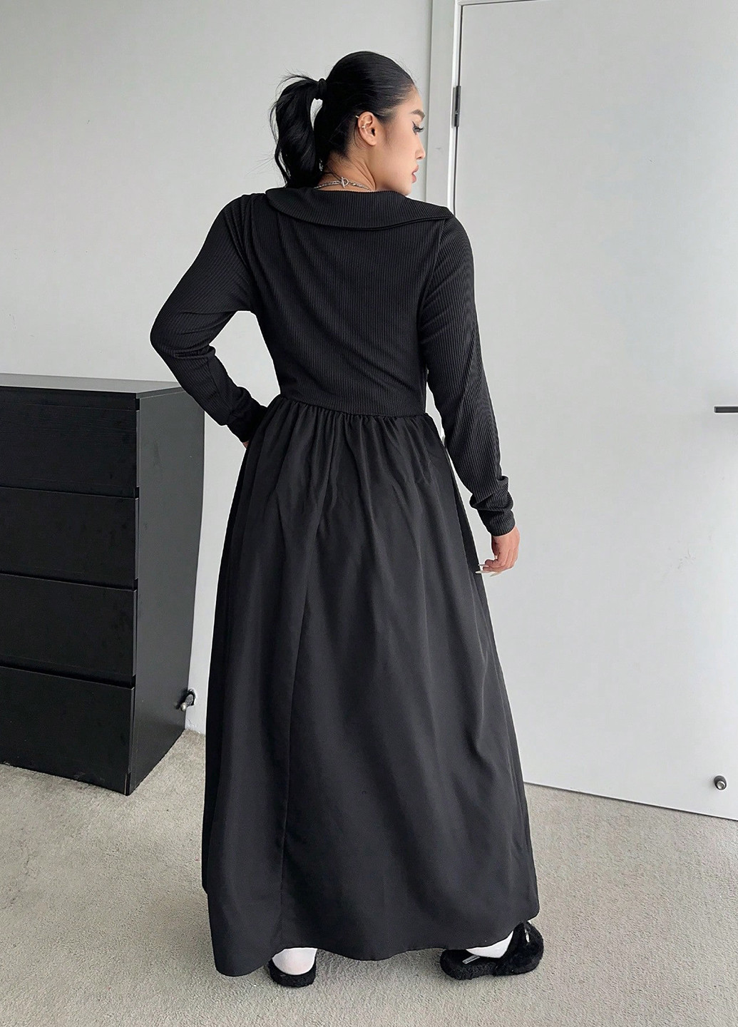 Чорна кежуал сукня SHEIN однотонна