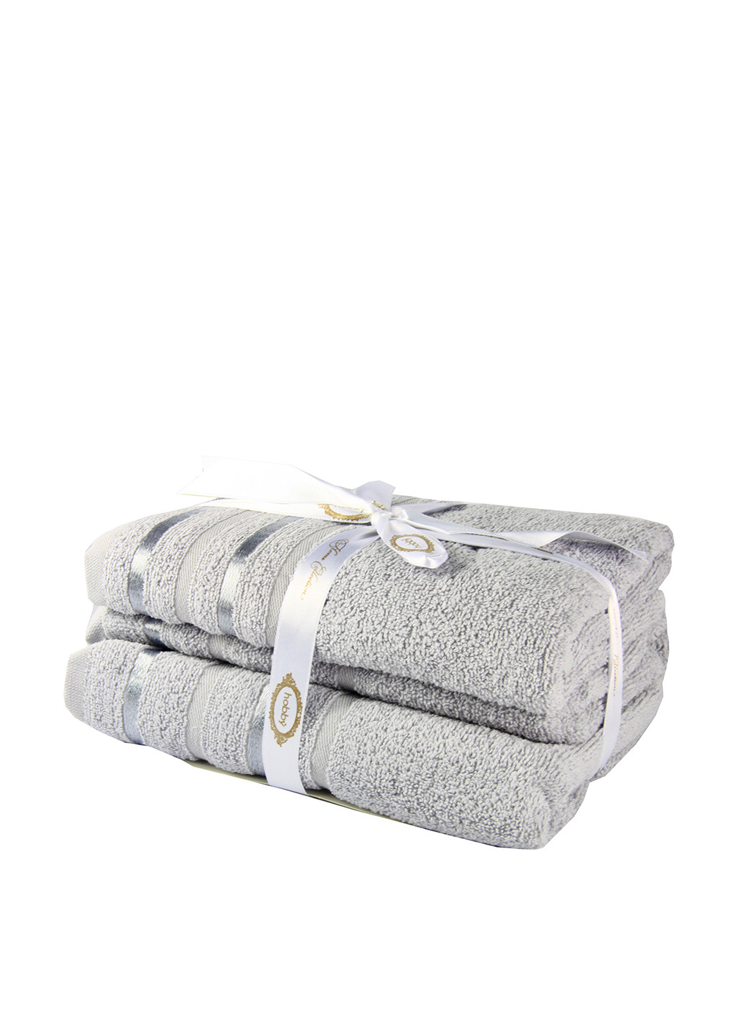 Hobby полотенце, 100х150 см полоска светло-серый производство - Турция