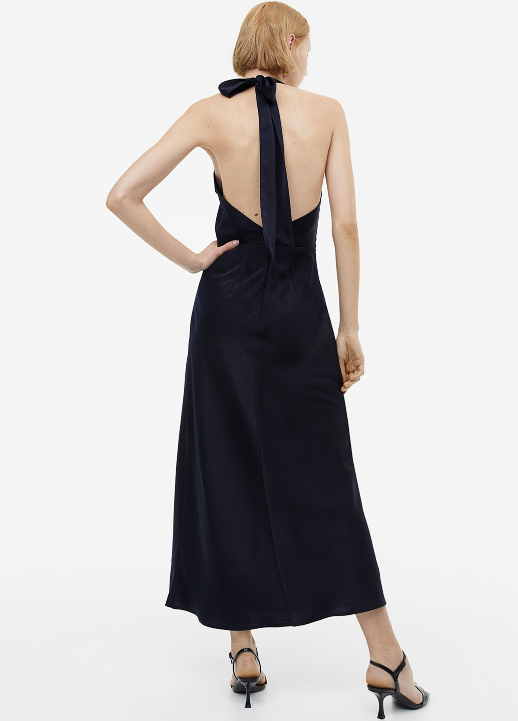 Темно-синя кежуал сукня з відкритою спиною H&M однотонна