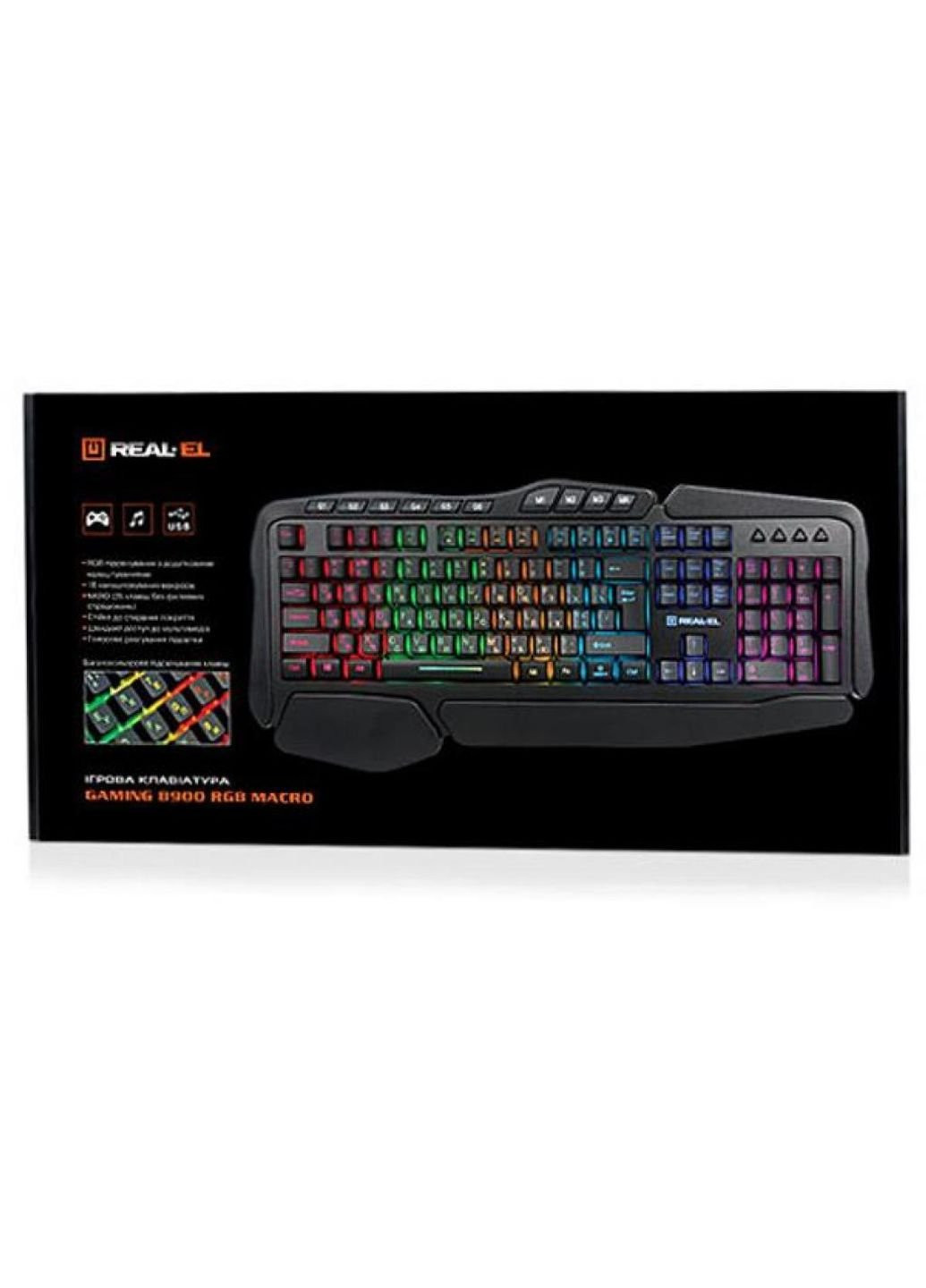 Клавіатура Real-El 8900 gaming rgb macro, black (253468499)