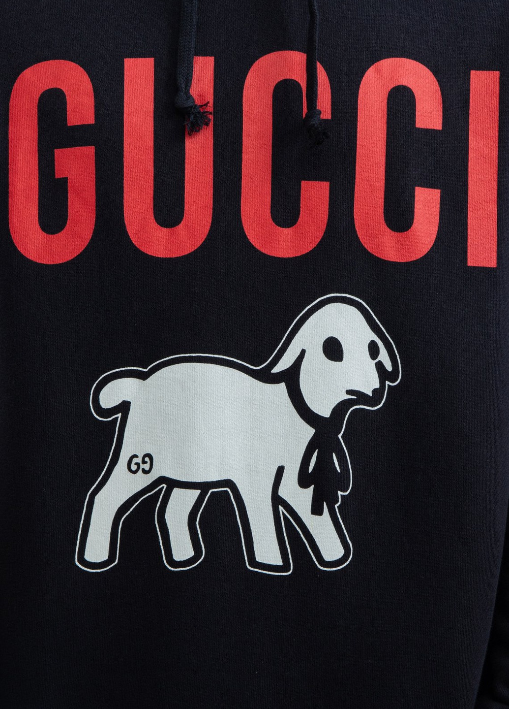 Черный хлопковый худи с принтом Gucci (251176567)