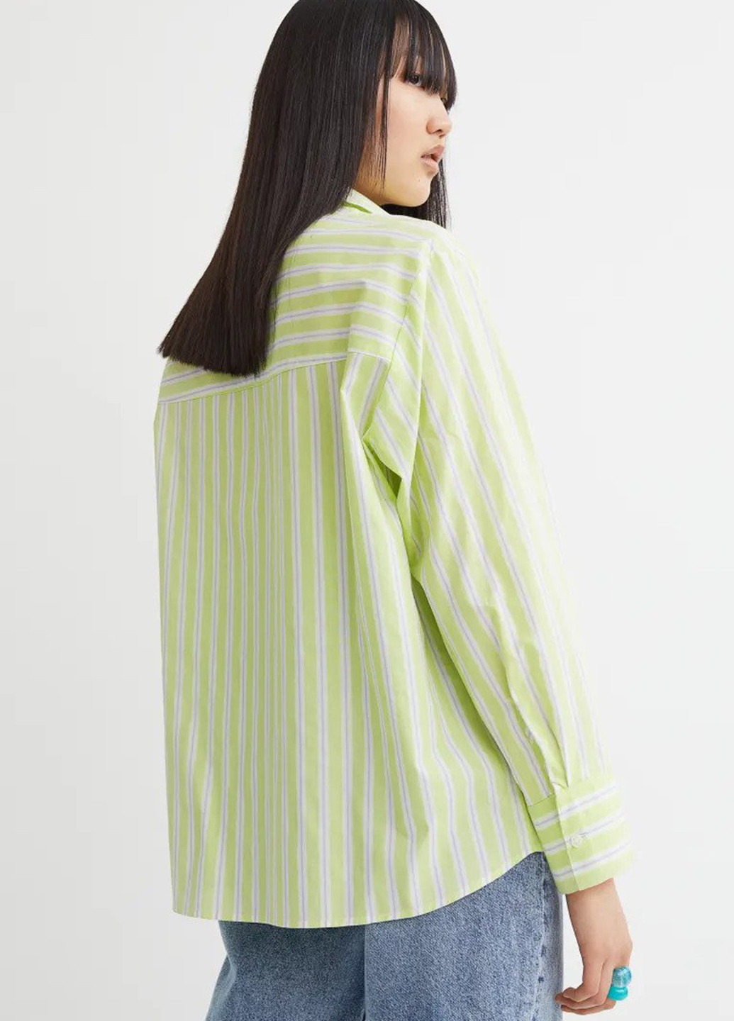 Сорочка H&M смужка салатова кежуал бавовна