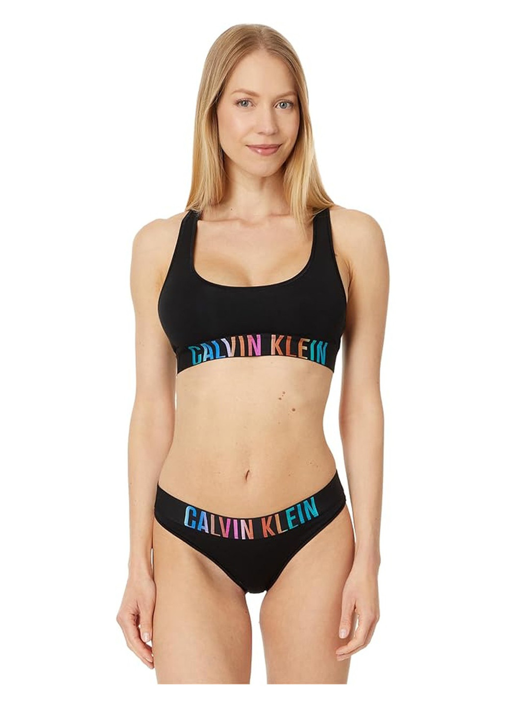 Чёрный топ бюстгальтер Calvin Klein без косточек хлопок