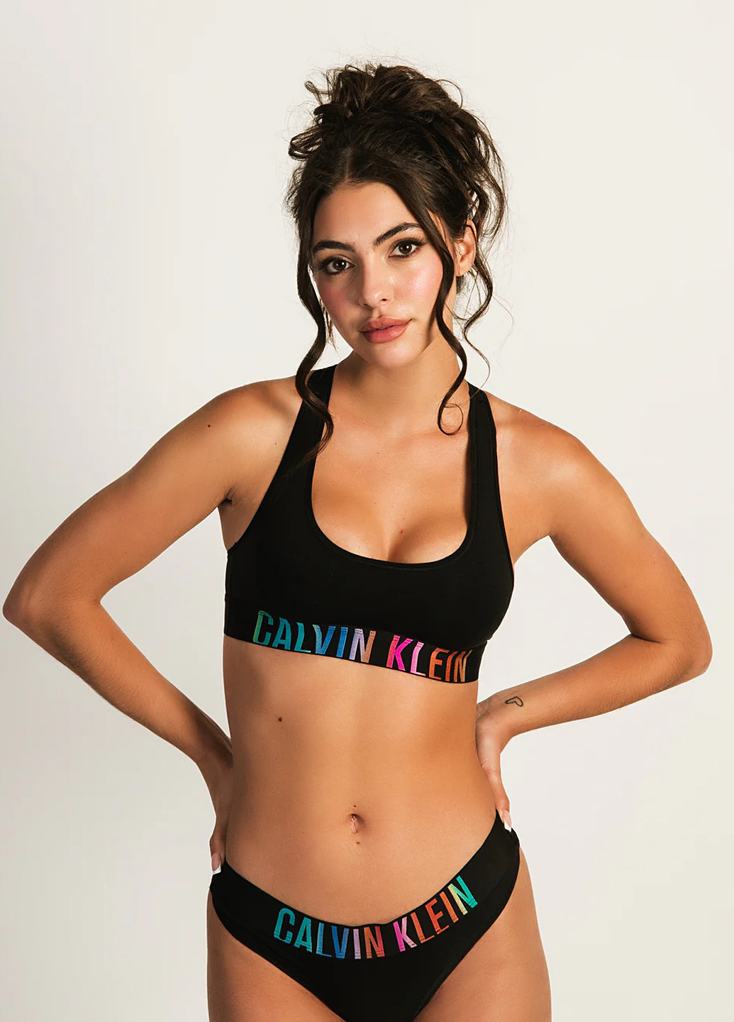 Чёрный топ бюстгальтер Calvin Klein без косточек хлопок