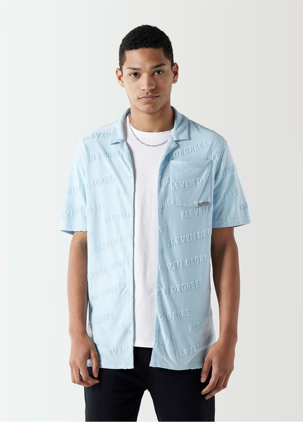 Светло-голубой кэжуал рубашка с надписями 11 Degrees