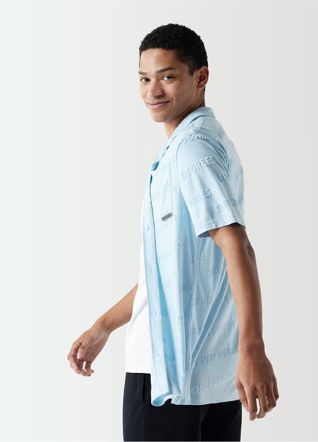 Светло-голубой кэжуал рубашка с надписями 11 Degrees