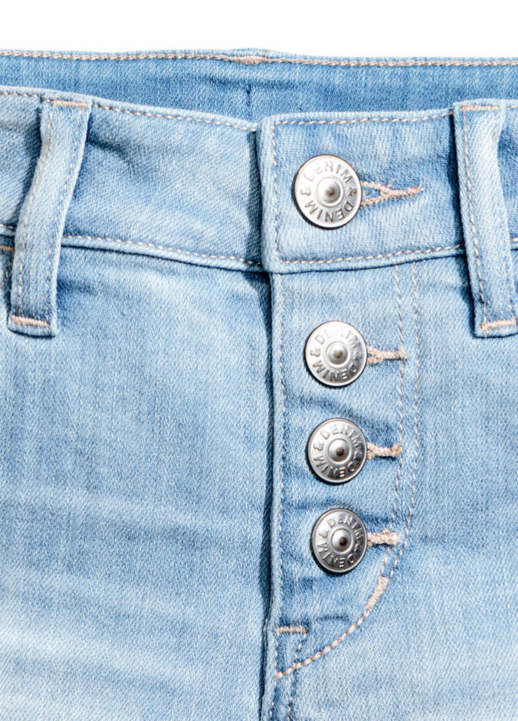 Шорты H&M средняя талия однотонные голубые джинсовые