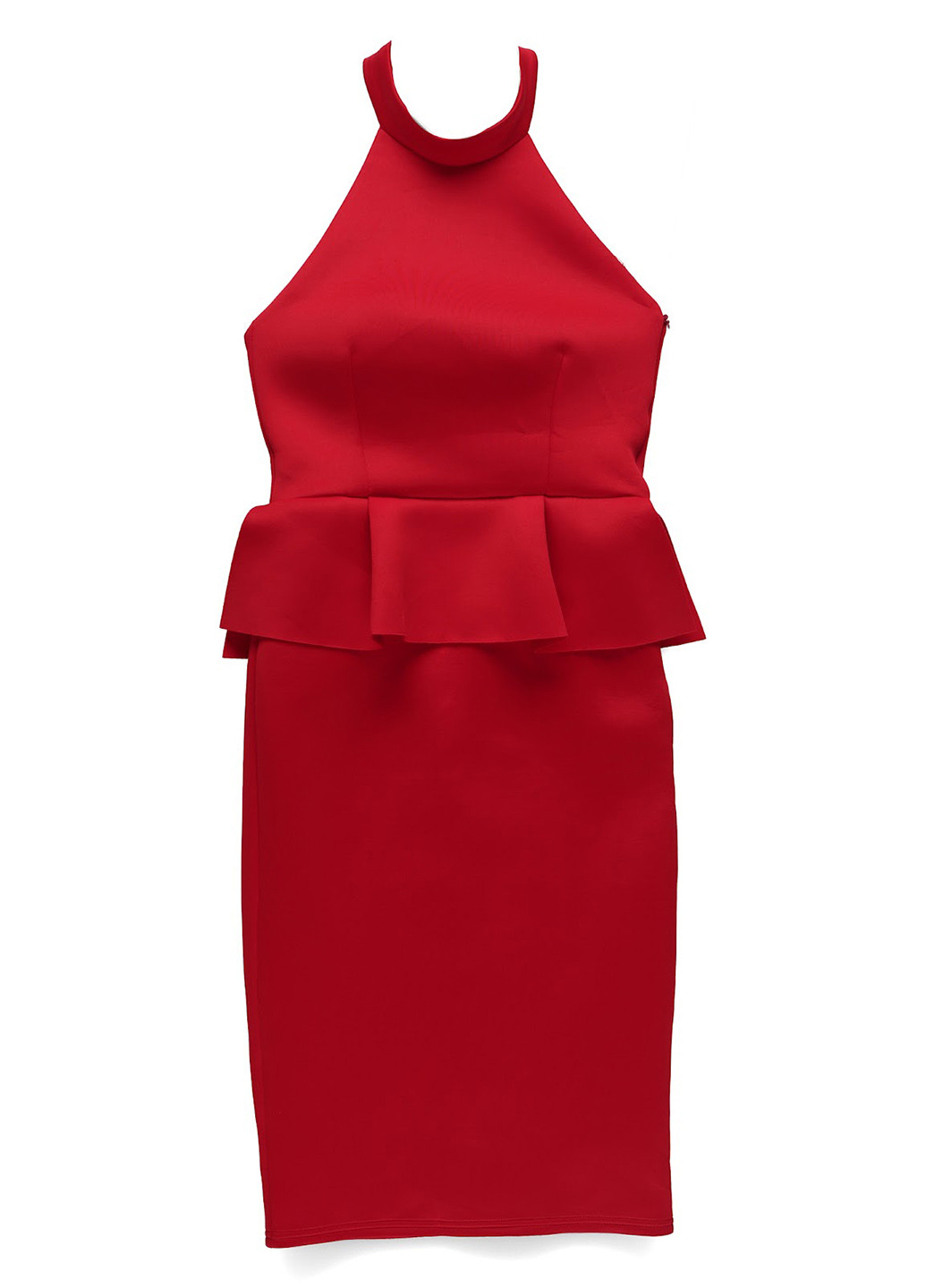 Красное кэжуал, вечернее, коктейльное платье футляр, с баской True Violet однотонное
