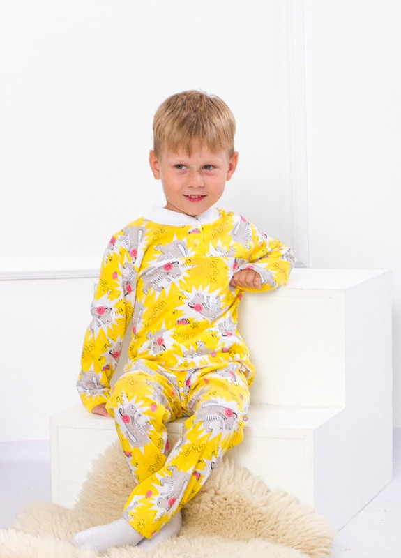 Желтая всесезон пижама детская на 2 кнопках Носи своє 6077