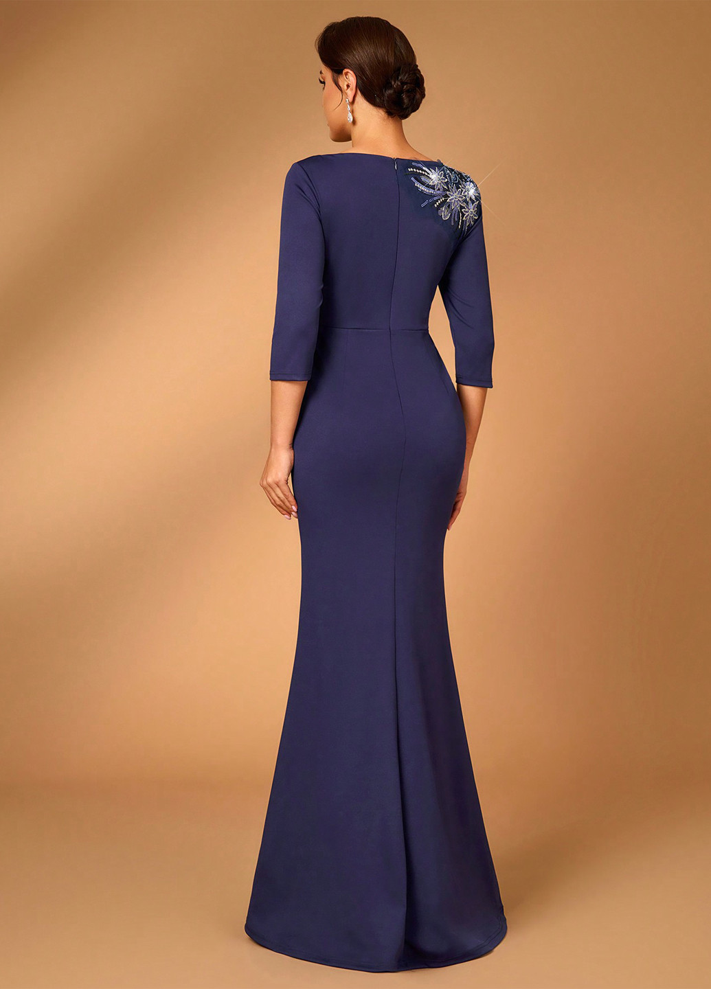 Темно-фиолетовое праздничный, вечернее платье годе SHEIN однотонное