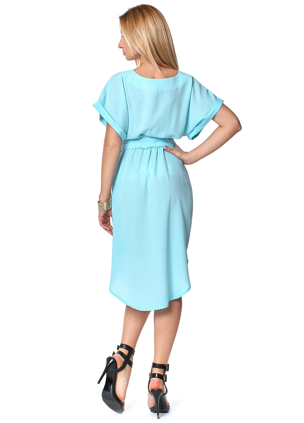 Голубое кэжуал платье SL- FASHION однотонное