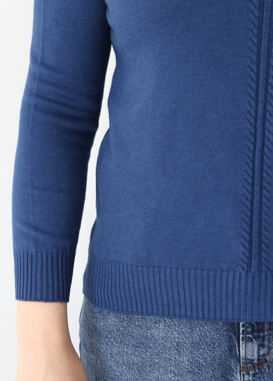 Синій демісезонний светр жіночий синій прямий зі стразами JEANSclub Прямая
