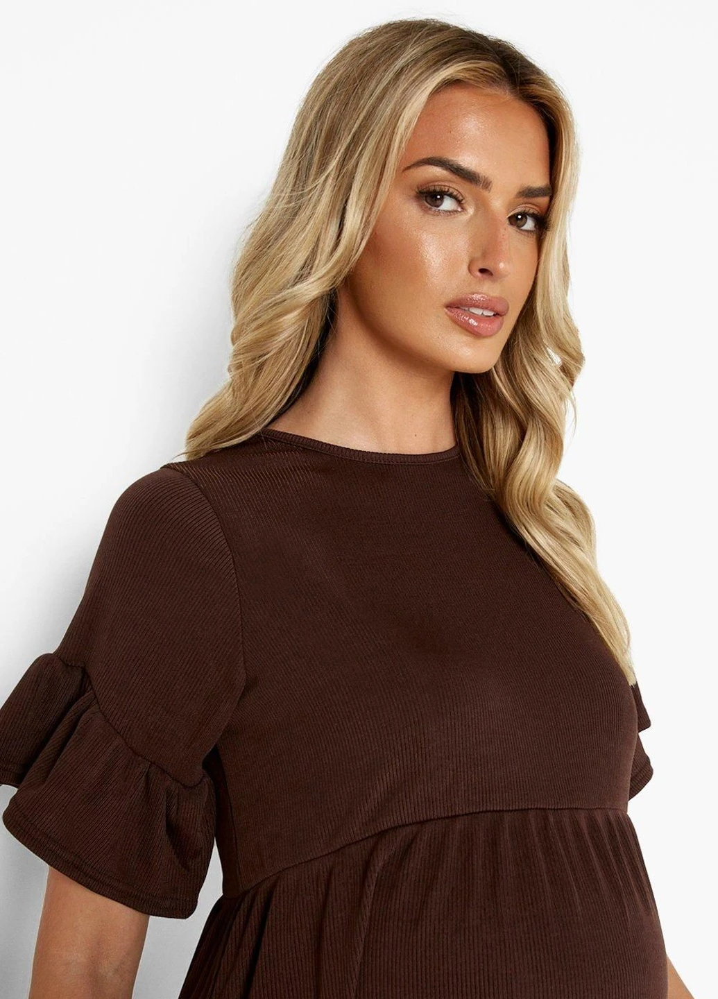 Коричневое кэжуал платье Boohoo однотонное