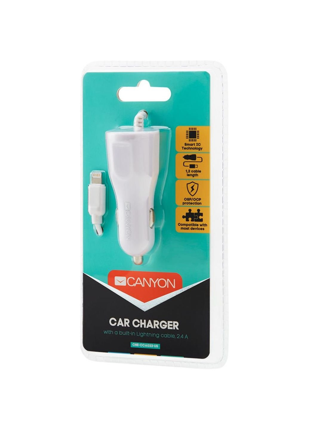 Зарядний пристрій (CNE-CCA033W) Canyon 1xUSB car adapter (253507051)