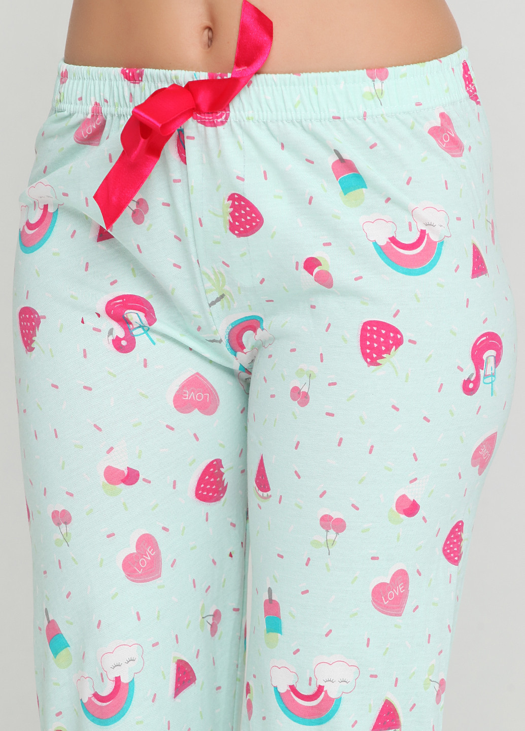 Мятные домашние демисезонные брюки Rinda Pijama