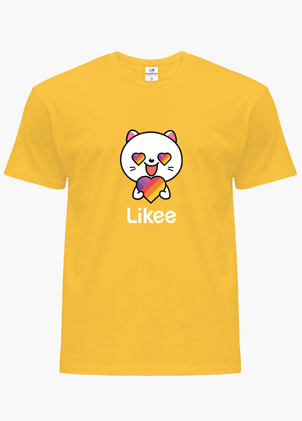 Желтая демисезонная футболка детская лайк котик (likee cat)(9224-1036) MobiPrint