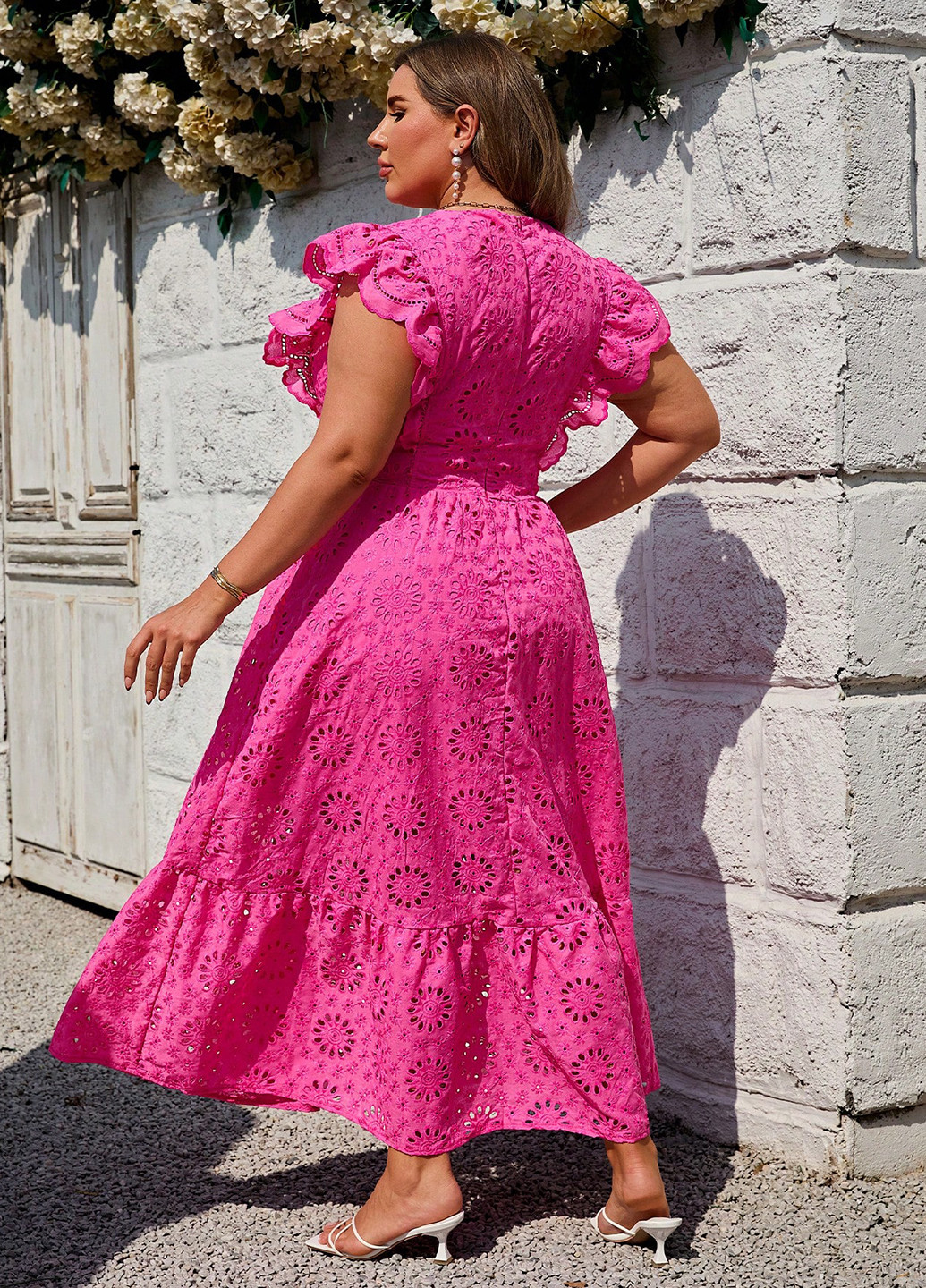 Фуксинова (кольору Фукія) кежуал сукня а-силует SHEIN однотонна