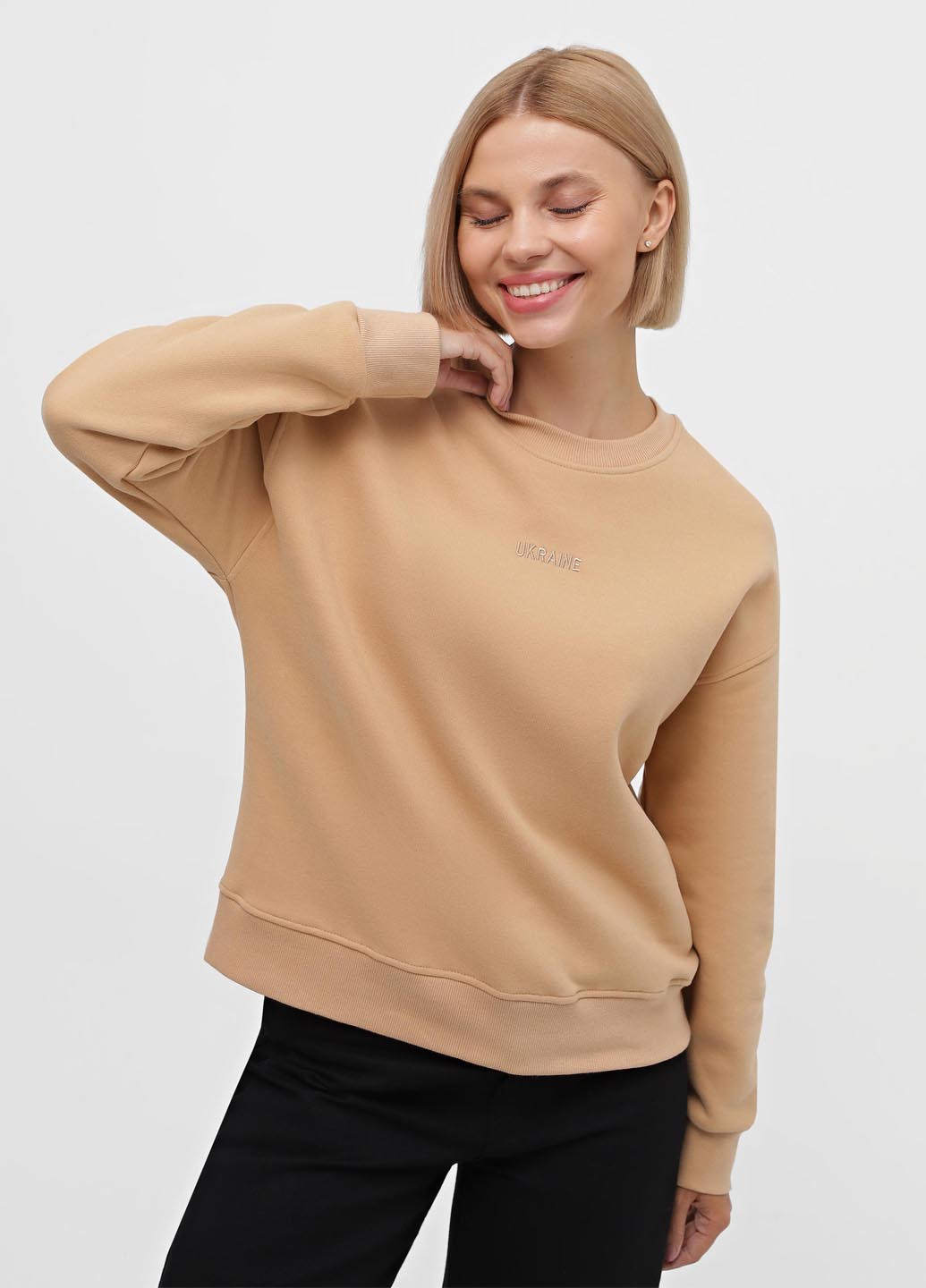 Бежевий світшот Braska однотонний вишивка (327373512)