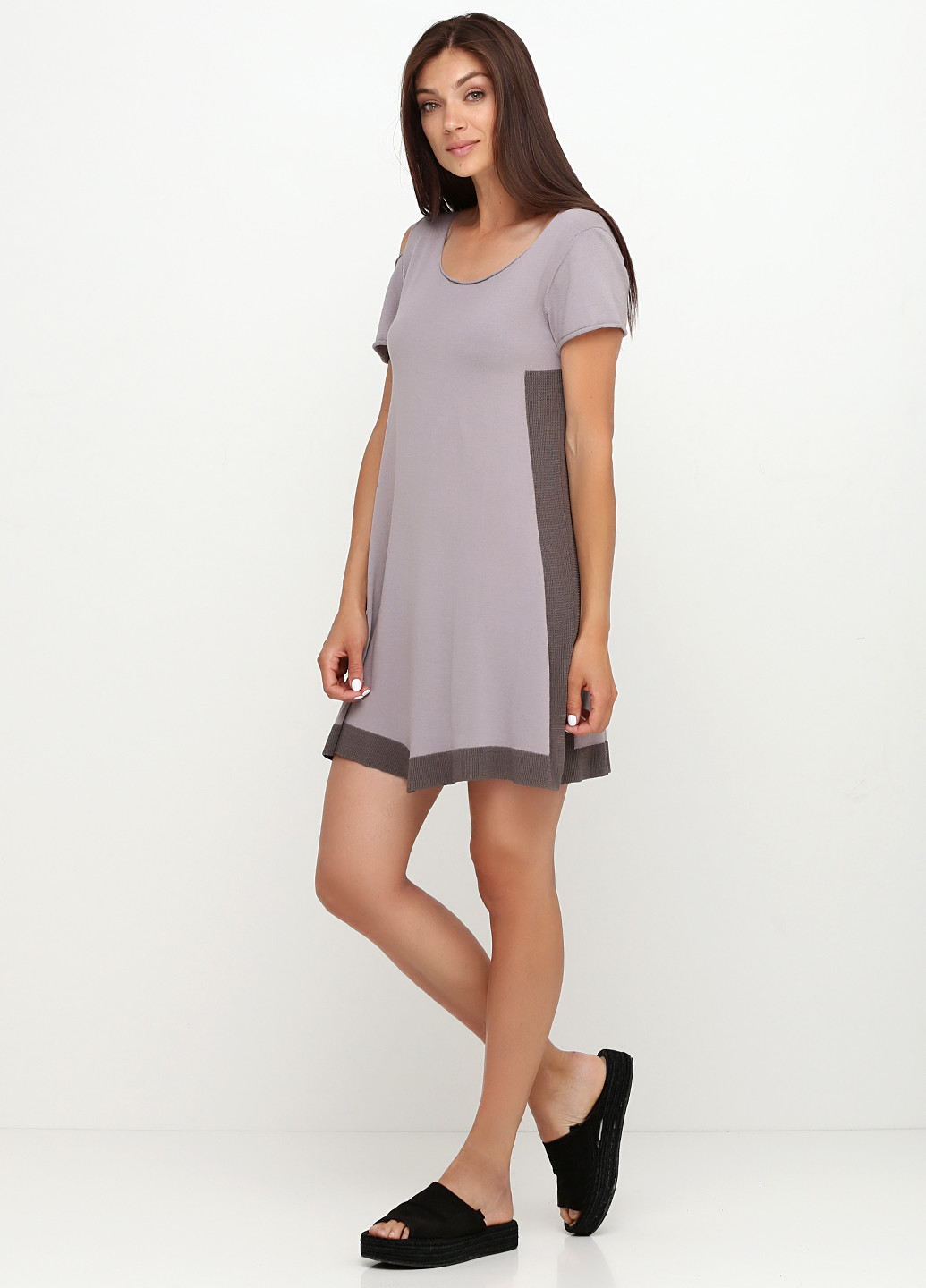 Кавова кежуал плаття, сукня Oblique однотонна