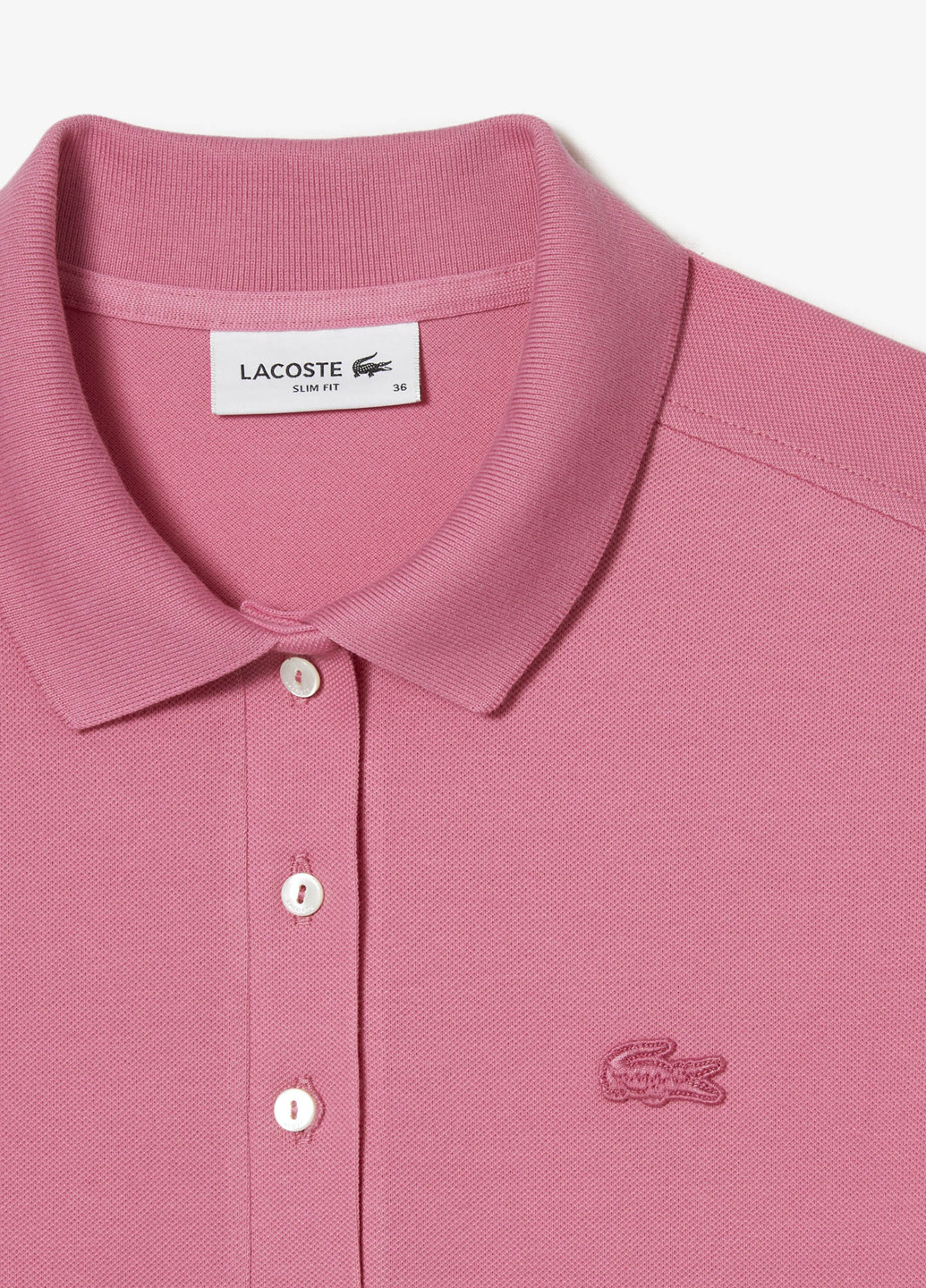 Розовая женская футболка-поло Lacoste однотонная