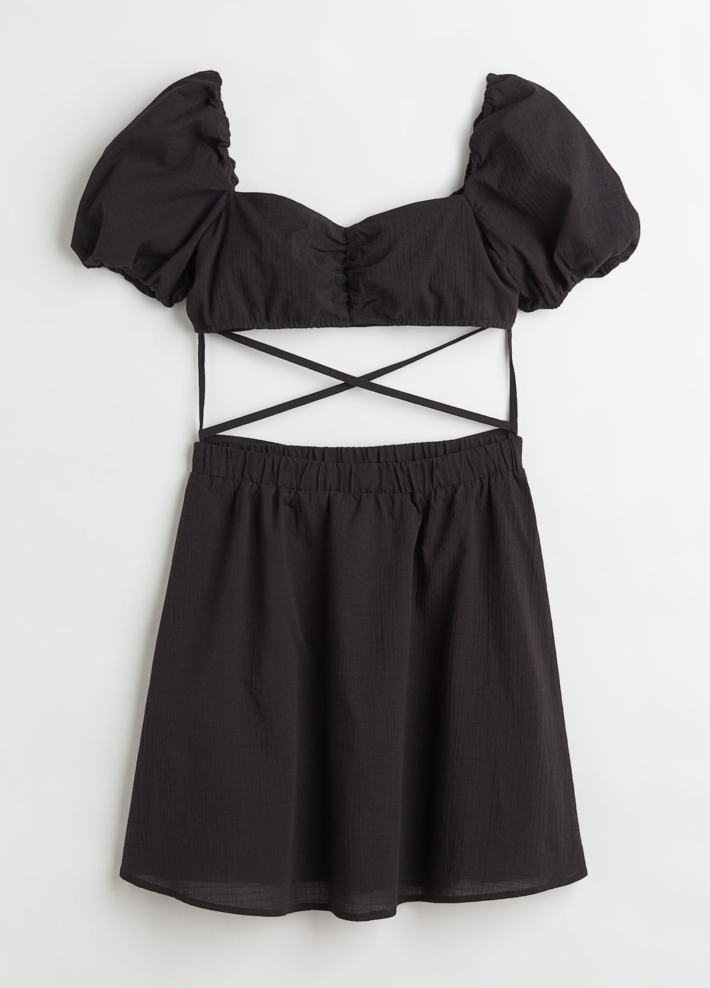 Черное кэжуал платье клеш, с открытой спиной H&M однотонное