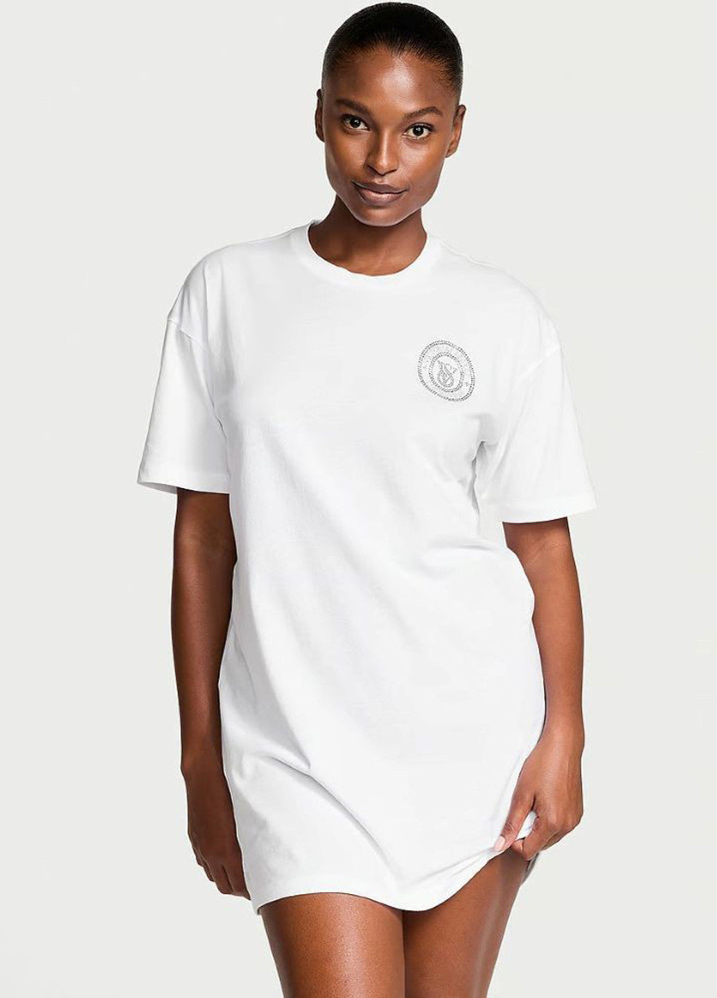 Белое домашнее платье платье-футболка Victoria's Secret однотонное