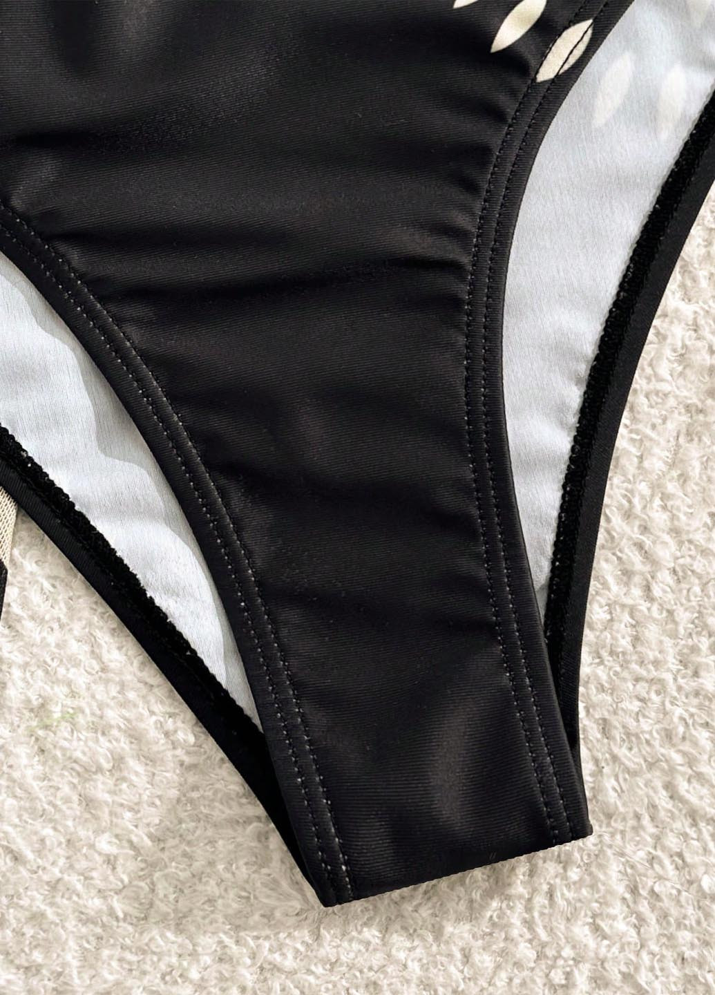 Черный летний купальник (лиф, трусики, юбка) топ, бандо, раздельный SHEIN