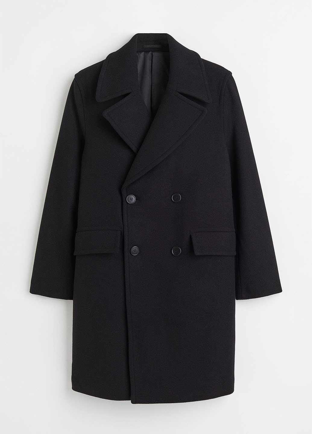 Черное демисезонное Пальто двубортное H&M