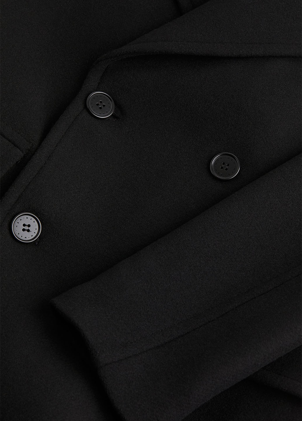 Черное демисезонное Пальто двубортное H&M