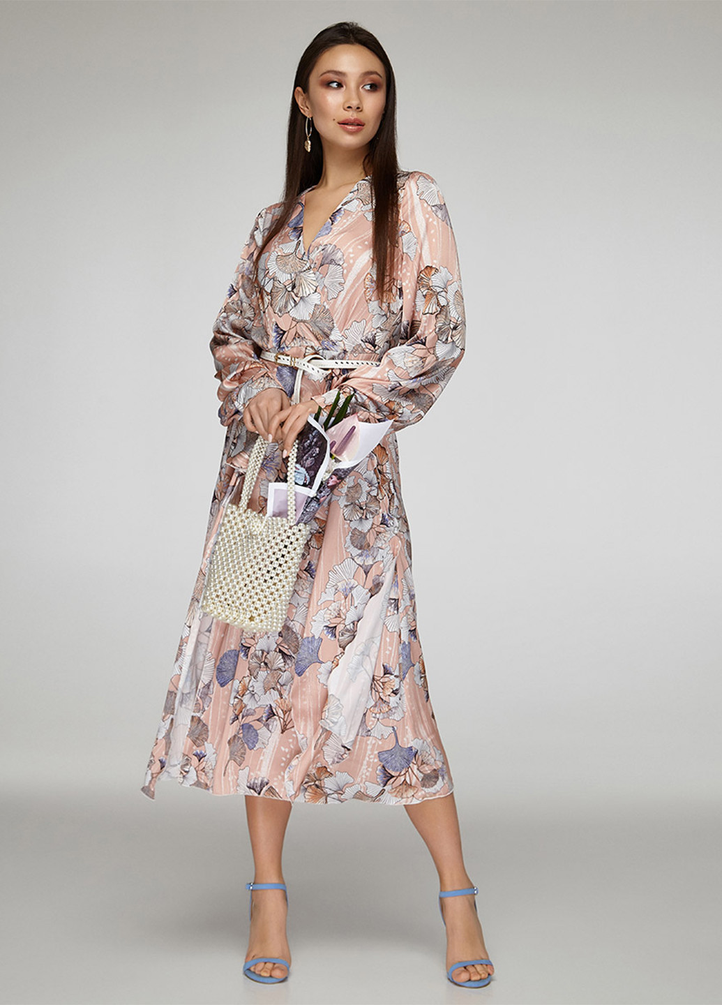 Рожева кежуал плаття, сукня на запах Solh з квітковим принтом