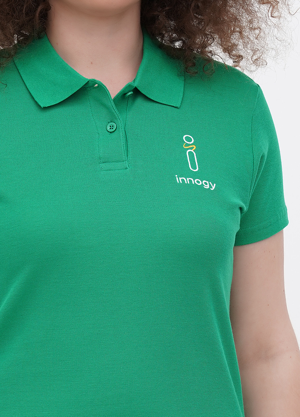 Зеленая женская футболка-поло Innogy однотонная