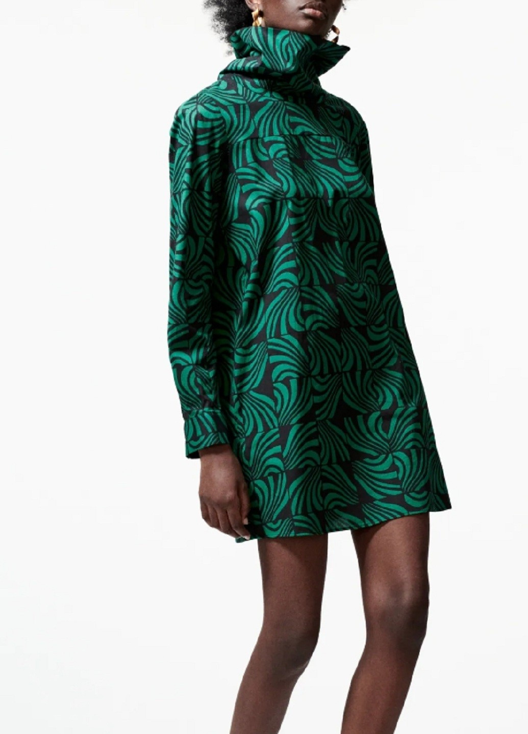 Зелена кежуал сукня Zara з абстрактним візерунком