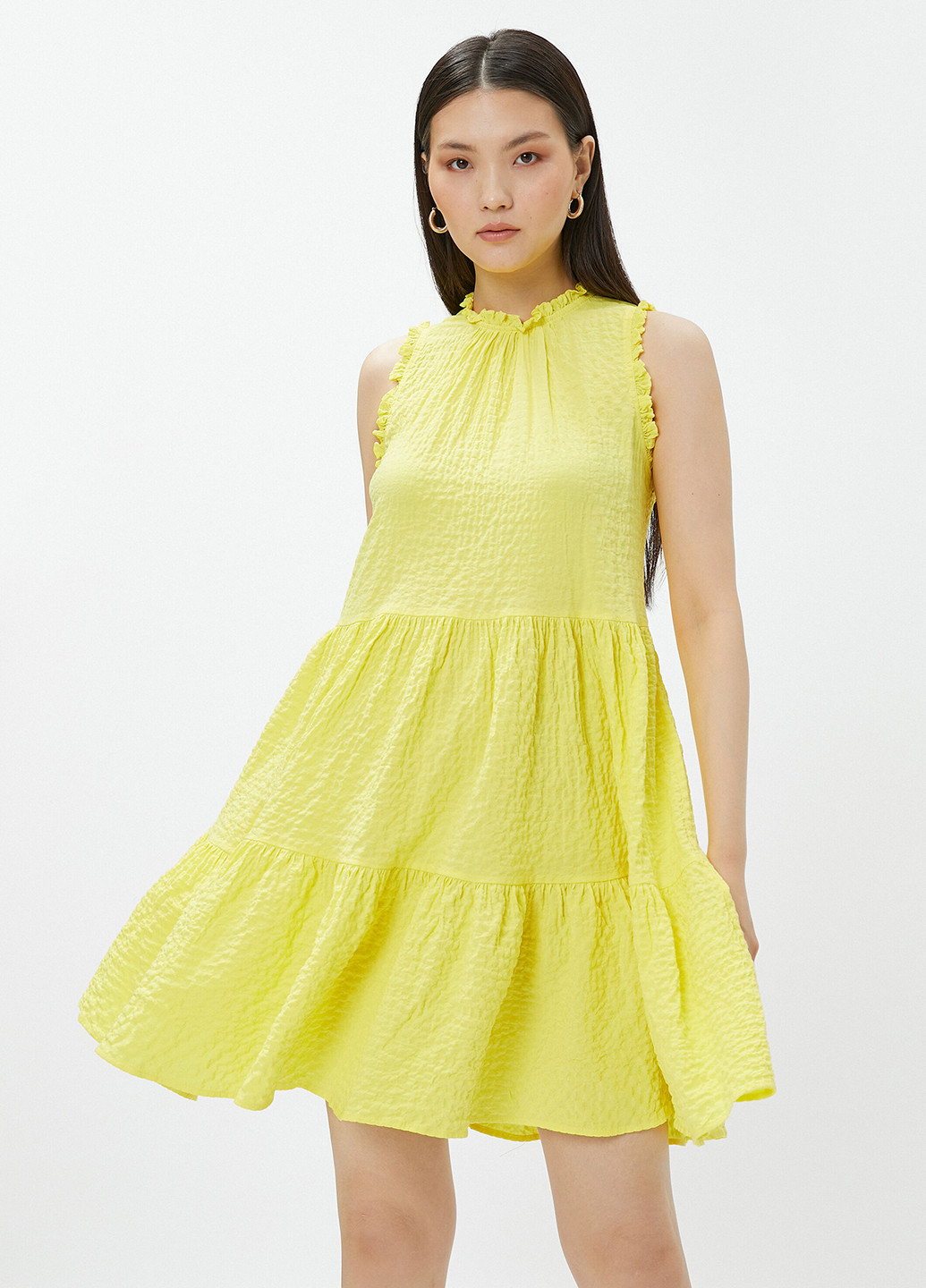Жовтий кежуал сукня з пишною спідницею KOTON однотонна