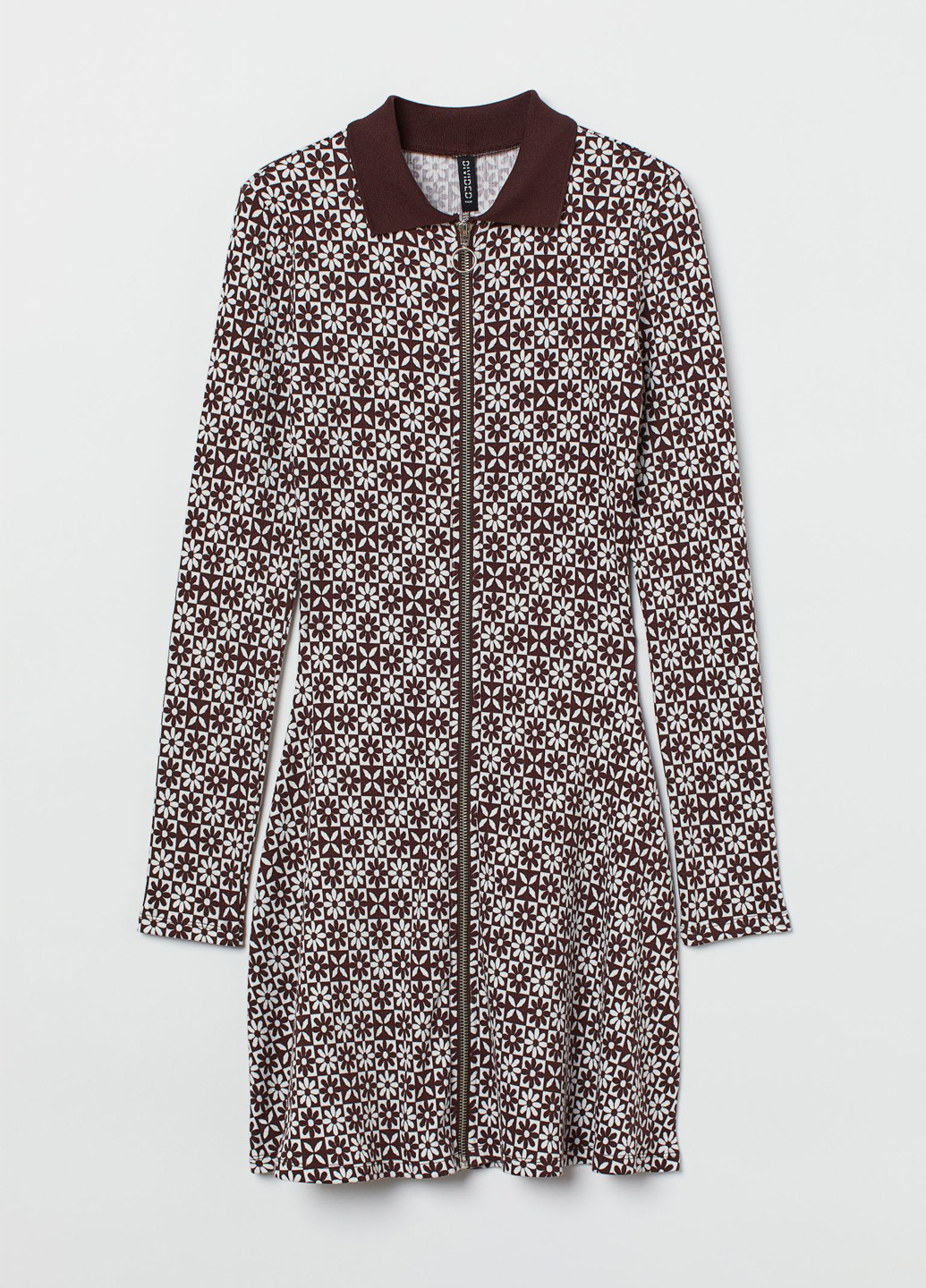 Комбинированное кэжуал платье H&M с цветочным принтом