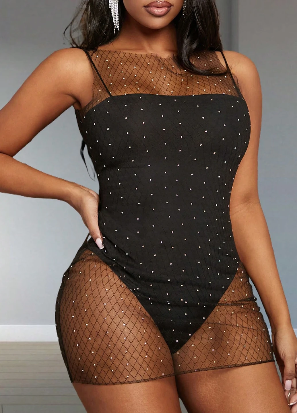 Черное откровенный платье силуэтная SHEIN однотонное