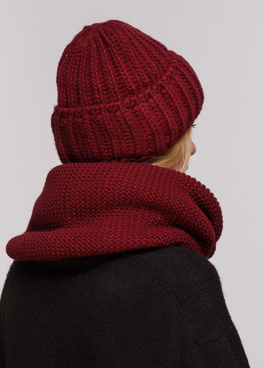 Теплий зимовий комплект (шапка, шарф-снуд) на флісовій підкладці та відворотом 660003 DeMari софа (239417938)